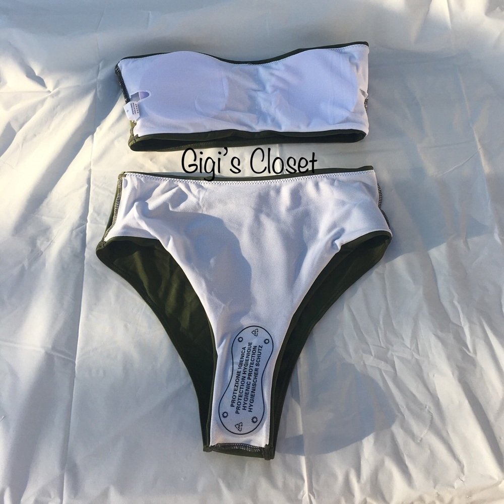 Bandeau Bikini High Waisted GREEN - Picture 4 of 8